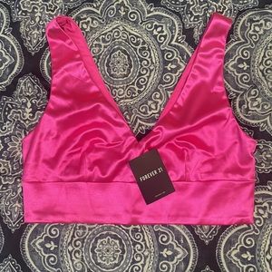 Two Piece Satin Hot Pink Set Forever 21